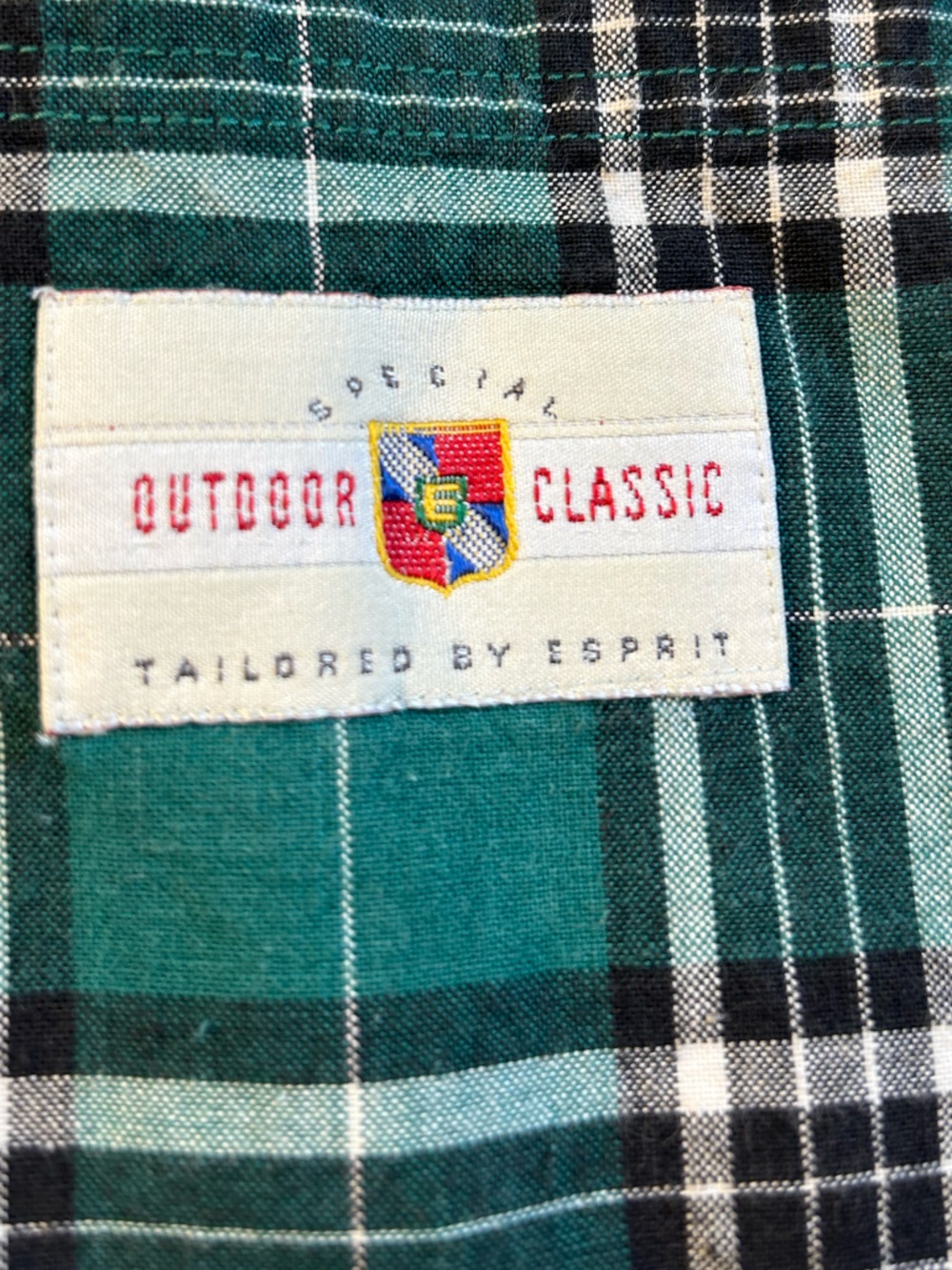 VTG 90s Esprit Plaid Pinafore Dress Green Drop Waist Med Cottagecore Grunge - Picture 4 of 11